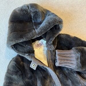 Juicy Couture Brown Faux Fur Hooded Jacket Kids Size 6 #80096